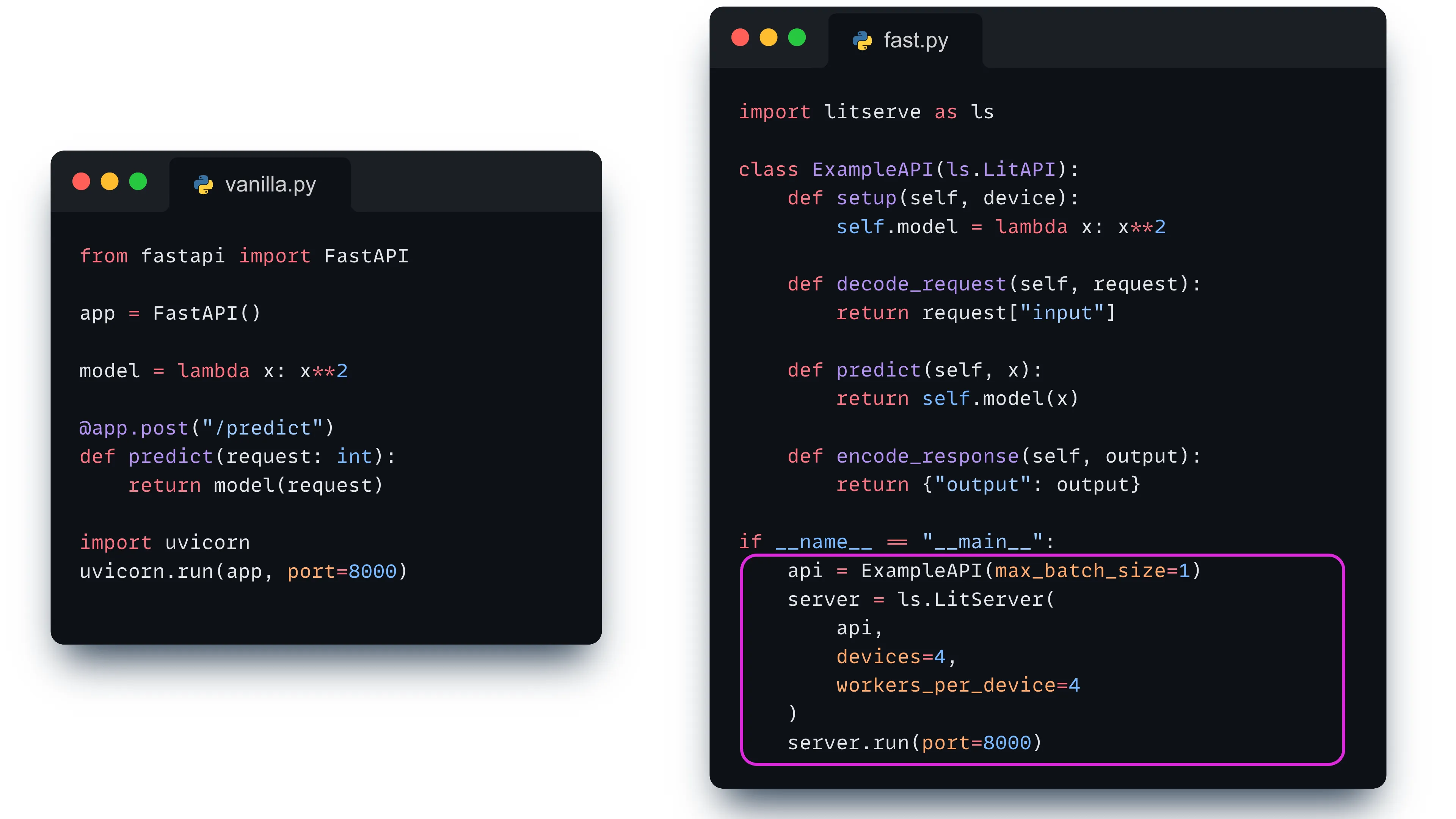 Request lifecycle in FastAPI vs LitServe