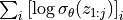 \sum_i \left[\log \sigma_{\theta}(z_{1:j})\right]_i