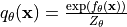 q_{\theta}(\mathbf{x}) = \frac{\exp\left(f_{\theta}(\mathbf{x})\right)}{Z_{\theta}}