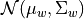 \mathcal{N}(\mu_w, \Sigma_w)
