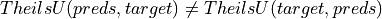 TheilsU(preds, target) \neq TheilsU(target, preds)