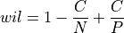 wil = 1 - \frac{C}{N} + \frac{C}{P}